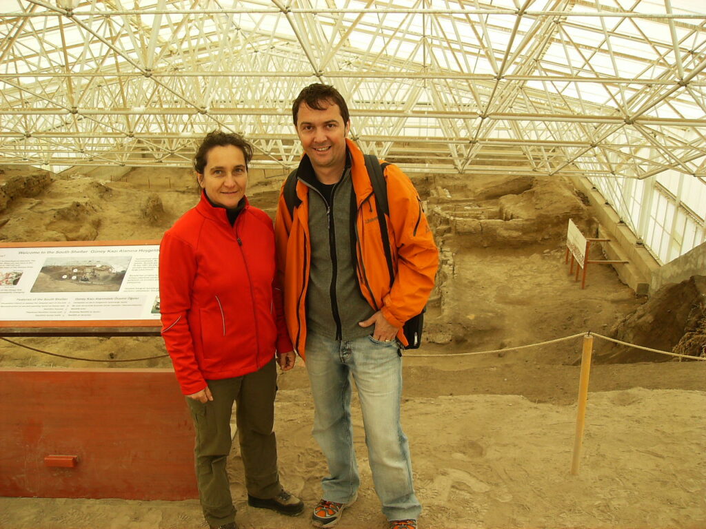 Doro Erharter and Andreas H. Landl in Çatalhöyük in 2008 the oldest city of Peace